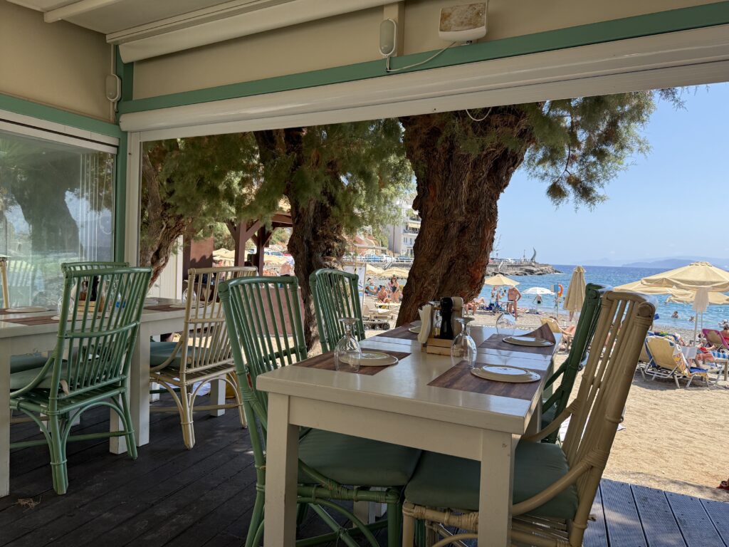 Table inside Faros Seaside Restaurant
